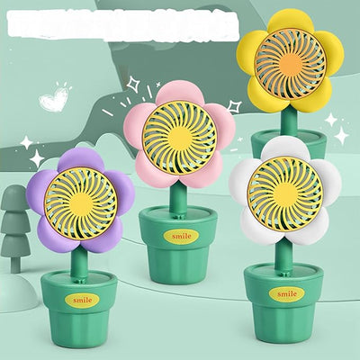 Keep Smiling Flower Shape USB Mini Fan – Portable Multifunctional Air Cooler for Office & Outdoor!