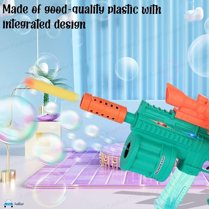 FunBlast 3-in-1 Electric Gun Toy for Kids - Bubble Shooter, Soft Dart Blaster & LED Light Music Gun | Multi-Function Outdoor Play Toy for Boys & Girls (Multicolor)