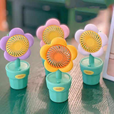 Keep Smiling Flower Shape USB Mini Fan – Portable Multifunctional Air Cooler for Office & Outdoor!