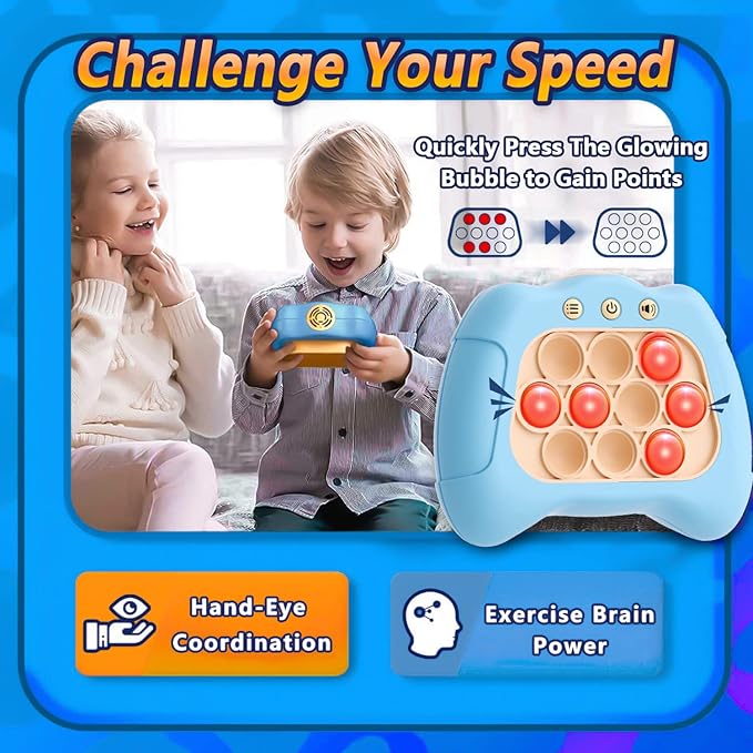 Pop It Fidget Game - Quick Push Sensory Toy (Random Color) - Stress Relief Popper Bubble Game for Kids & Adults