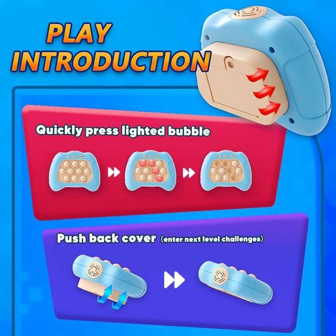 Pop It Fidget Game - Quick Push Sensory Toy (Random Color) - Stress Relief Popper Bubble Game for Kids & Adults