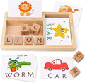 Wooden Spelling Game – Montessori ABC Learning Toy with Flash Cards!