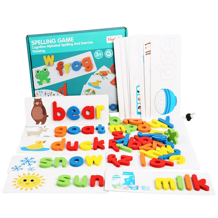 Wooden Learn-to-Spell Kit – 105-Piece Educational Board for Kids!