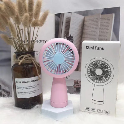 Keep Smiling USB Rechargeable Mini Fan – Portable Fan with LED Circle Light for Travel & Home!