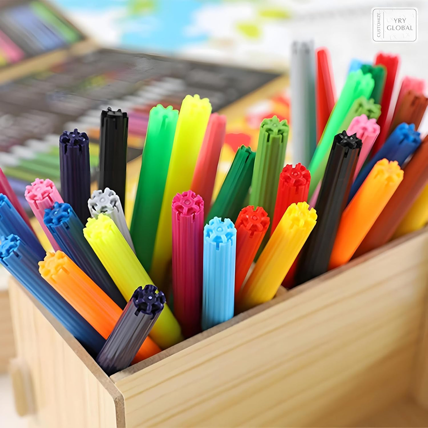 Deluxe 220-Piece Art & Craft Mega Set with Wooden Case – All-in-One Drawing & Painting Kit for Kids