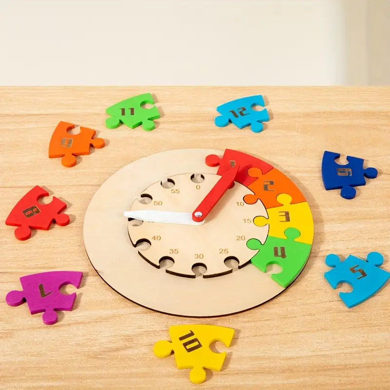 Wooden Educational Clock Puzzle – Time Learning Toy for Kids!