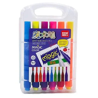 Magic Color-Changing Marker Pens – 12-Piece Set for 3D Lettering & Secret Messages!
