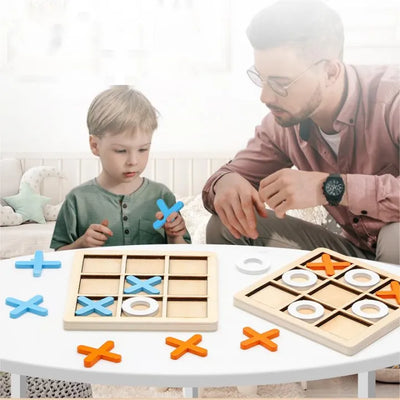 Tic Tac Toe Wooden Puzzle Game – Random Color, One-Piece Fun for Kids!