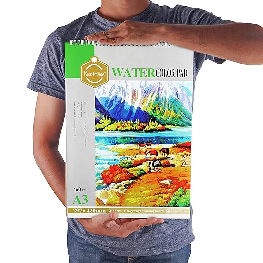 A3 Watercolor Pad – 160 GSM Acid-Free Spiral Sketchbook for Artists & Kids!