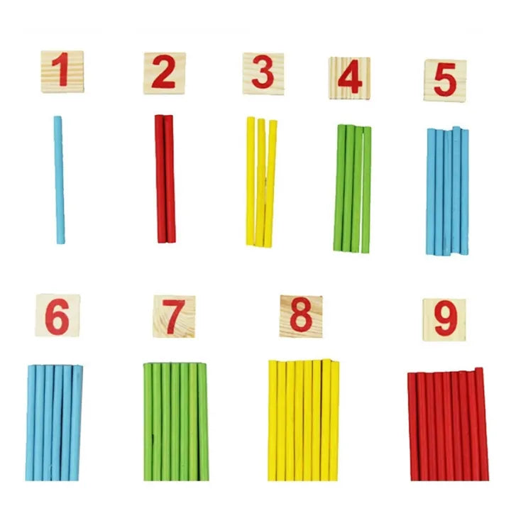 Figure Blocks & Counting Sticks Set – Montessori Mathematical Wooden Toy Box!
