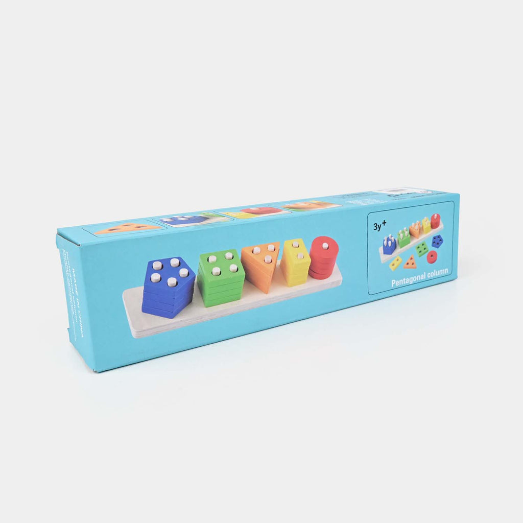 Keep Smiling Wooden Rainbow Tower – 5-Column Educational Sorting Toy for Toddlers!