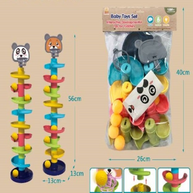 FunBlast Kids Rolling Ball Tower Toy - Educational Marble Run & Drop Track Game with Colorful Balls, Developmental Stacking Toy for Toddlers & Children (Multicolor)