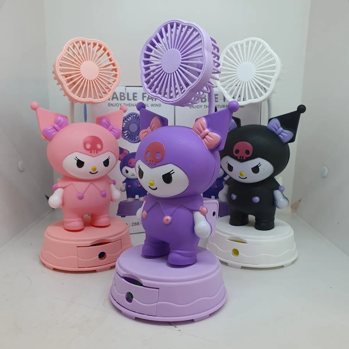 Sanrio Kuromi USB Desktop Fan – Retractable, Rechargeable, and Cute!