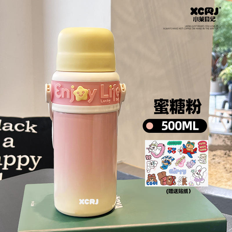 500ml Portable Vacuum Tumbler – Stainless Steel Thermos for Students & Sports!