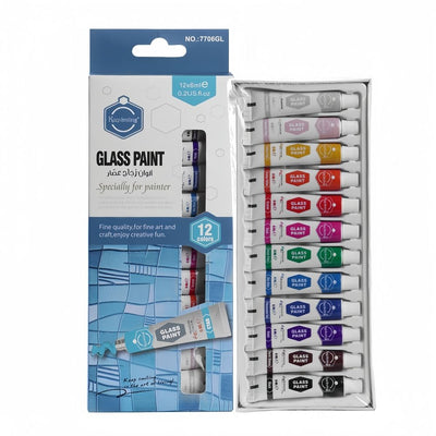Keep Smiling Glass Painting Set – 12 Vibrant 6ml Tubes for Stunning Waterproof Art!