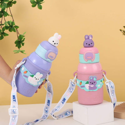 Cartoon Doll Thermos – 600ml Insulated Stainless Steel Water Bottle with Straw!