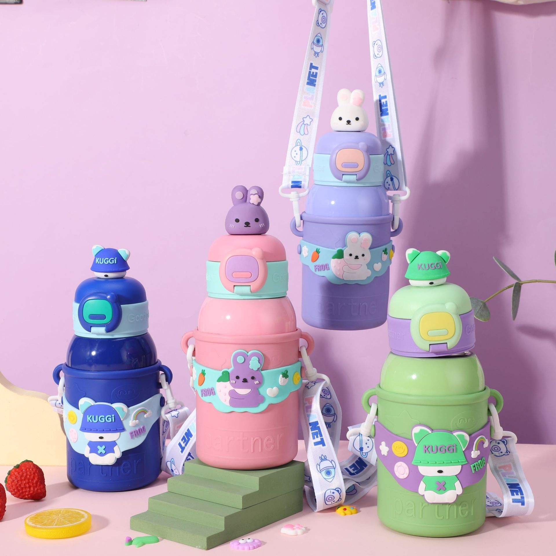 Cartoon Doll Thermos – 600ml Insulated Stainless Steel Water Bottle with Straw!