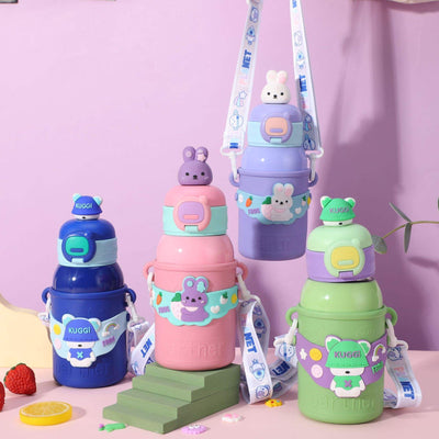Cartoon Doll Thermos – 600ml Insulated Stainless Steel Water Bottle with Straw!