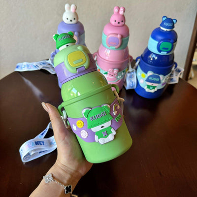 Cartoon Doll Thermos – 600ml Insulated Stainless Steel Water Bottle with Straw!