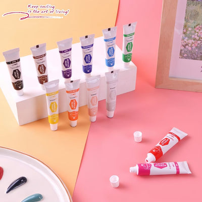 Keep Smiling Glass Painting Set – 12 Vibrant 6ml Tubes for Stunning Waterproof Art!