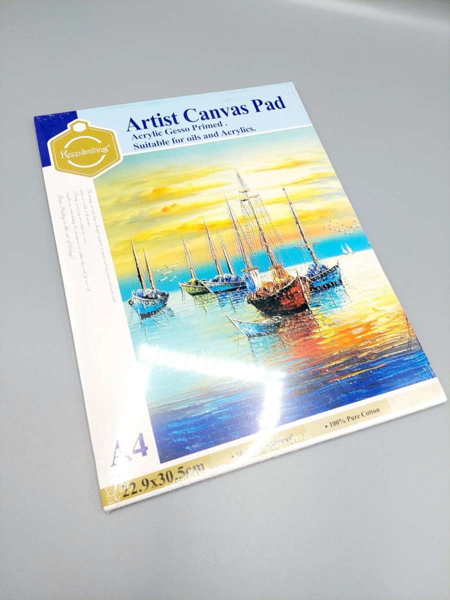 Artist Canvas Pad – A4 Size, Gesso-Primed, 10 Sheets for Acrylic & Oil Painting!