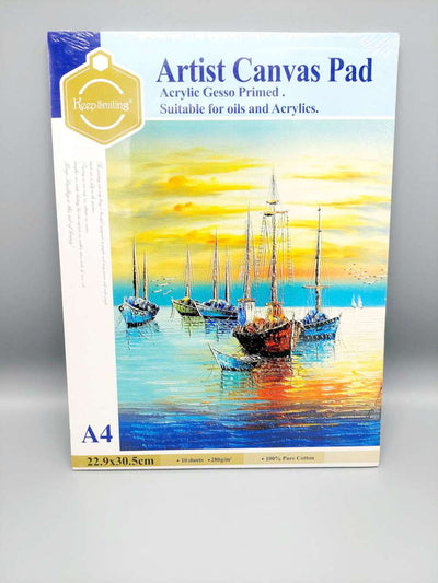 Keep Smiling Artist Canvas Pad – A4 Size, Gesso-Primed, 10 Sheets for Acrylic & Oil Painting!