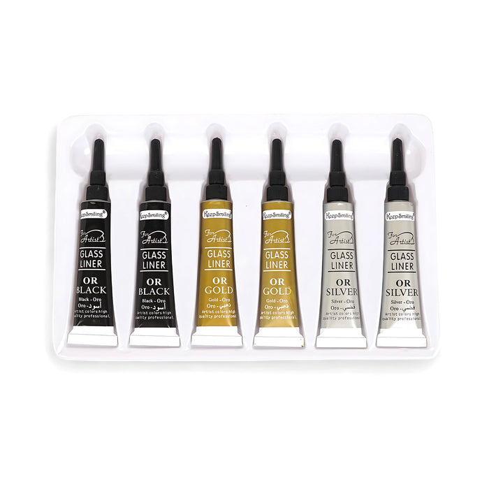 Keep Smiling 3D Black & Gold Glass Liner Set – Premium Stained Glass Effect Art Supplies!