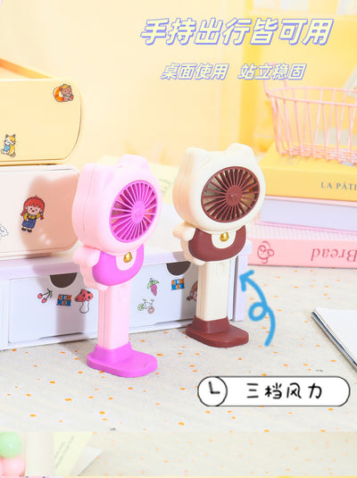 Keep Smiling 2025 Cartoon Kitten Fan – USB Charging, 3-Speed Desktop & Handheld Fan!