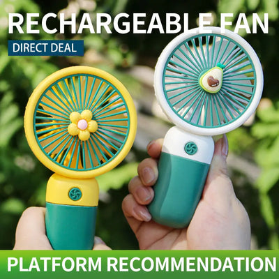 Keep Smiling Cartoon Fruit Fan – Portable Handheld Fan with Phone Holder!