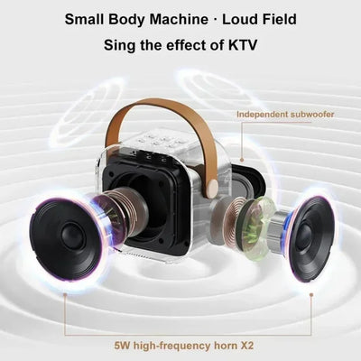 K12 Bluetooth Karaoke Speaker with Wireless Microphones - Portable 5.3 PA System for Home Singing,