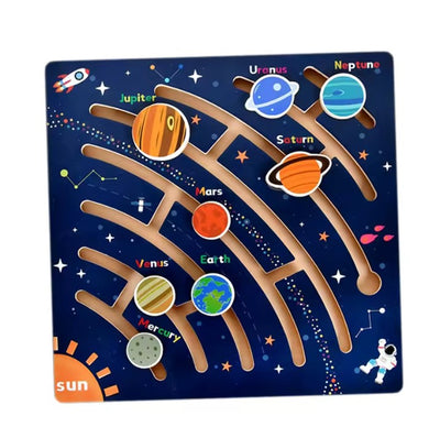 Wooden Maze Planet Puzzle – Fine Motor Skill Toy for Preschool Kids!