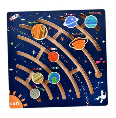 Wooden Maze Planet Puzzle – Fine Motor Skill Toy for Preschool Kids!