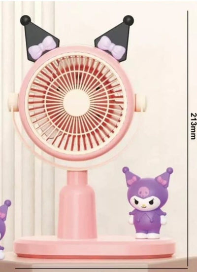 Keep Smiling Kuromi USB Desktop Fan – Portable, Rechargeable, and Adorably Cool!