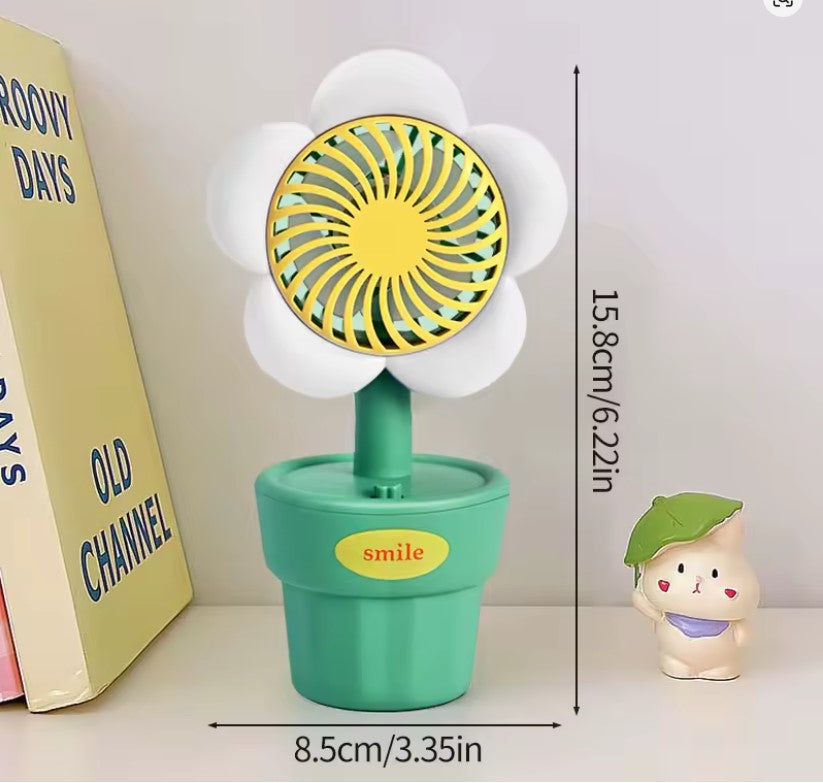 Keep Smiling Flower Shape USB Mini Fan – Portable Multifunctional Air Cooler for Office & Outdoor!