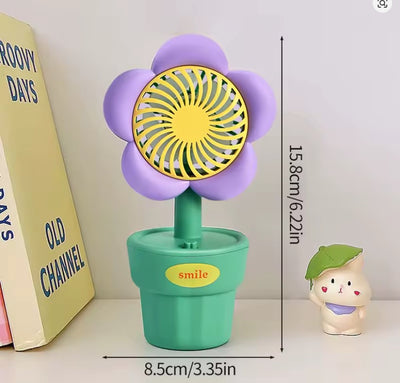 Keep Smiling Flower Shape USB Mini Fan – Portable Multifunctional Air Cooler for Office & Outdoor!