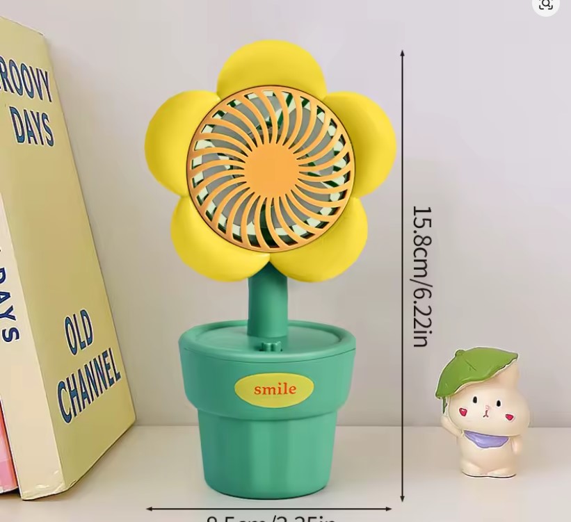 Keep Smiling Flower Shape USB Mini Fan – Portable Multifunctional Air Cooler for Office & Outdoor!