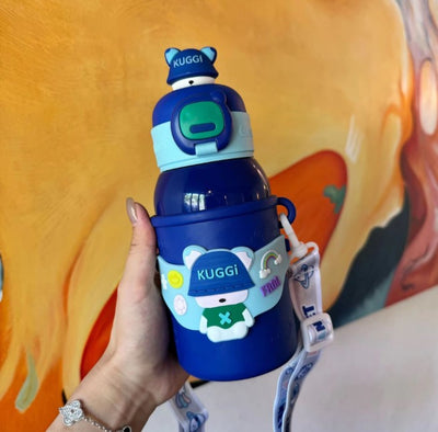 Cartoon Doll Thermos – 600ml Insulated Stainless Steel Water Bottle with Straw!