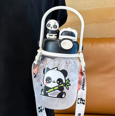1000ml Cartoon Water Bottle – Double Straw Portable Bottle for Kids!