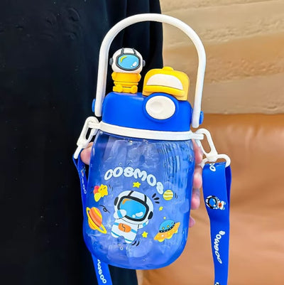 1000ml Cartoon Water Bottle – Double Straw Portable Bottle for Kids!