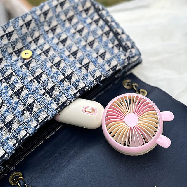 Keep Smiling Bunny Ears Mini Handheld Fan – Portable, Cute & Cool!