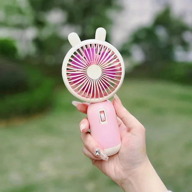 Keep Smiling Bunny Ears Mini Handheld Fan – Portable, Cute & Cool!