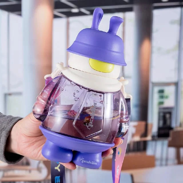 Keep Smiling 800ml BPA-Free Sipper Bottle – Leakproof Kids Water Bottle with Strap!