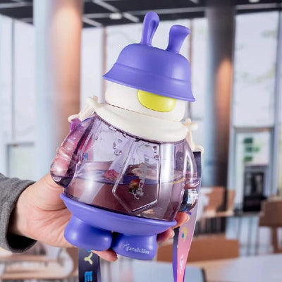 Keep Smiling 800ml BPA-Free Sipper Bottle – Leakproof Kids Water Bottle with Strap!