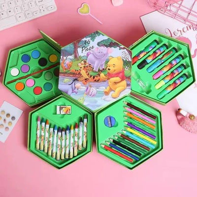 Hexagonal Art Master Box – 46-Piece All-in-One Coloring Kit for Kids