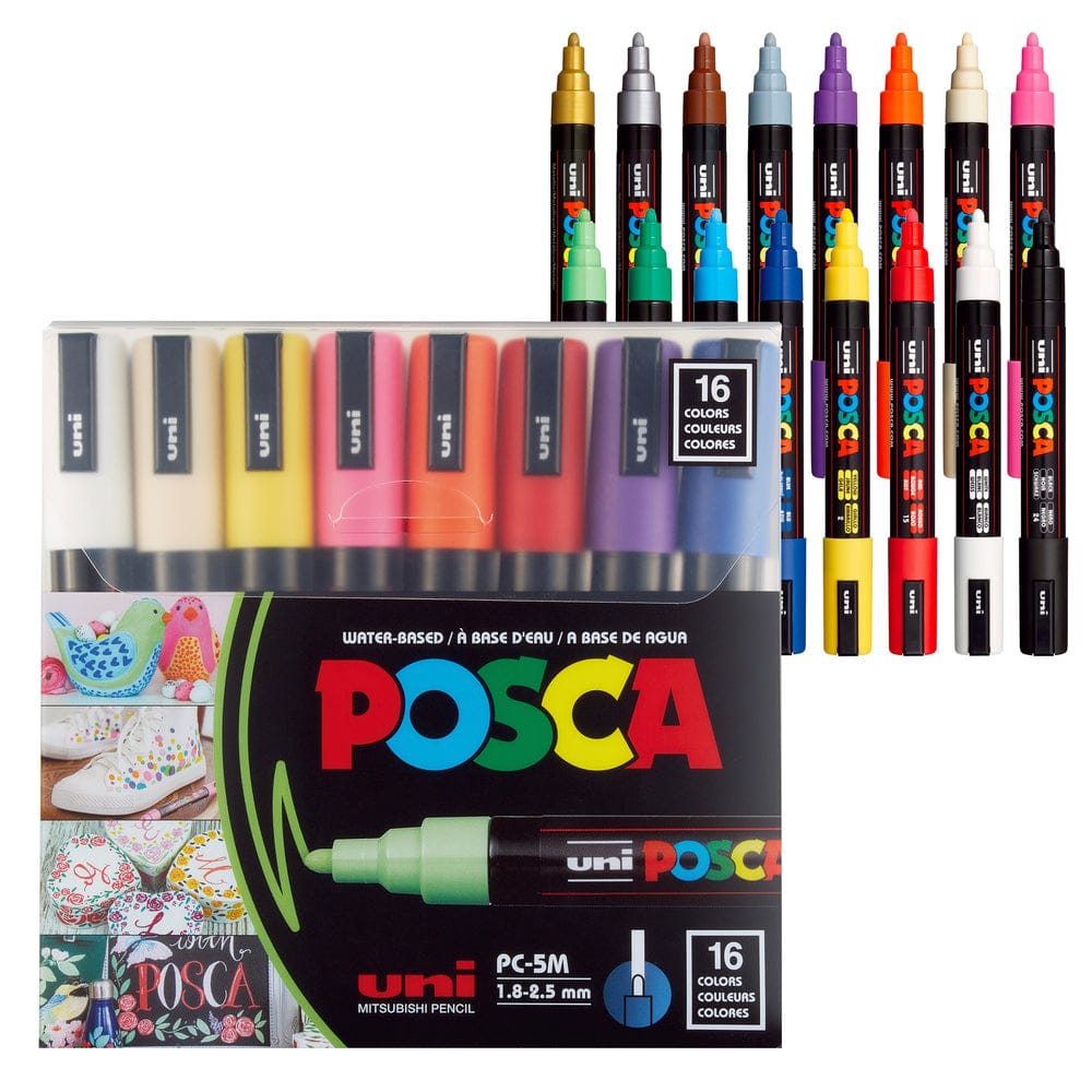Pro Art Studio Set – 16 Count POSCA Paint Markers (Medium Point)