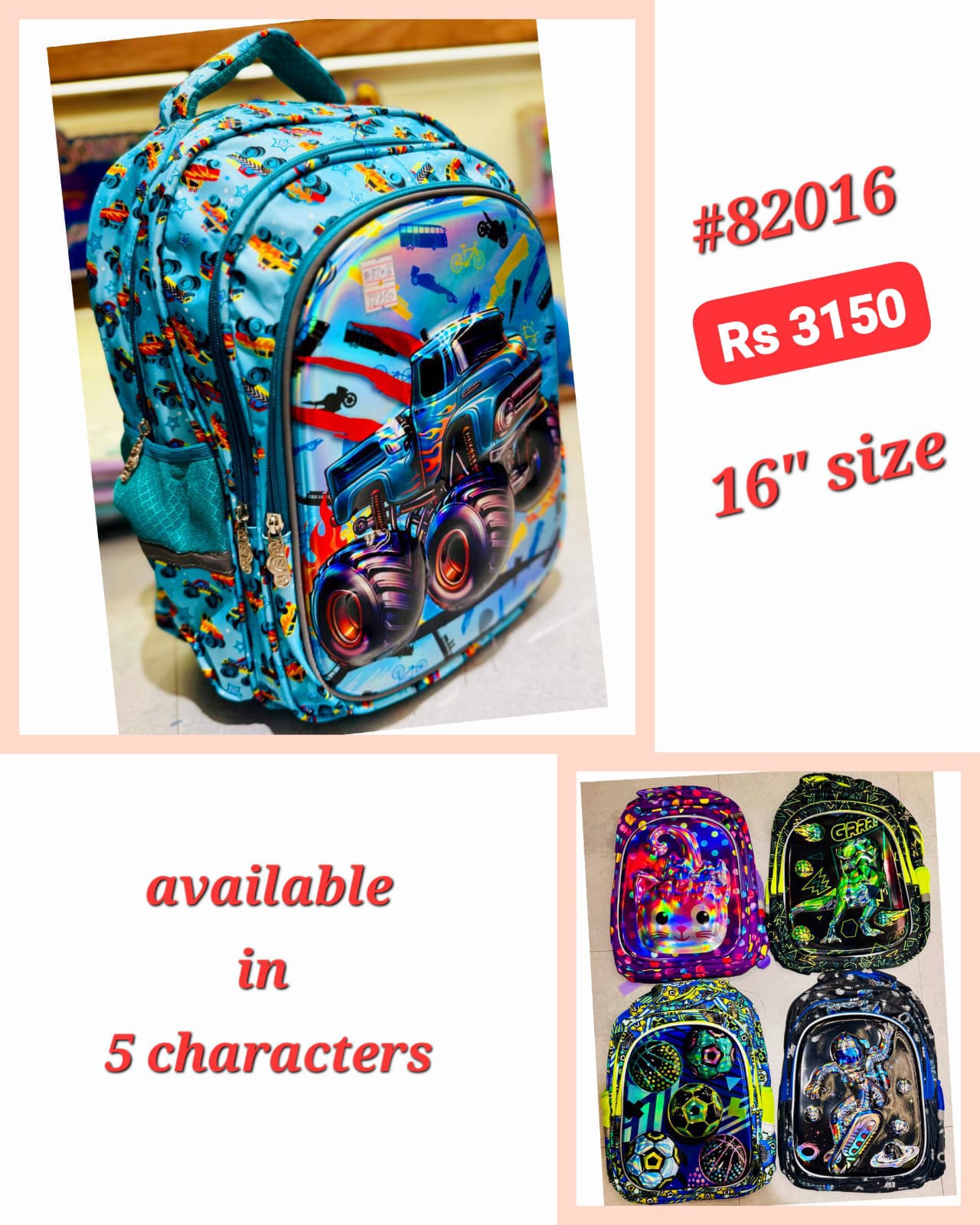 Character Adventure School Bags – Imported Premium Quality for Young Explorers!