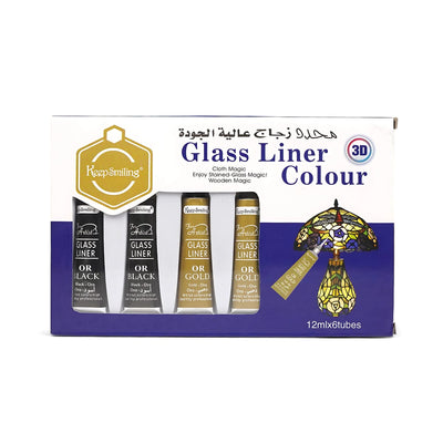 Keep Smiling 3D Black & Gold Glass Liner Set – Premium Stained Glass Effect Art Supplies!