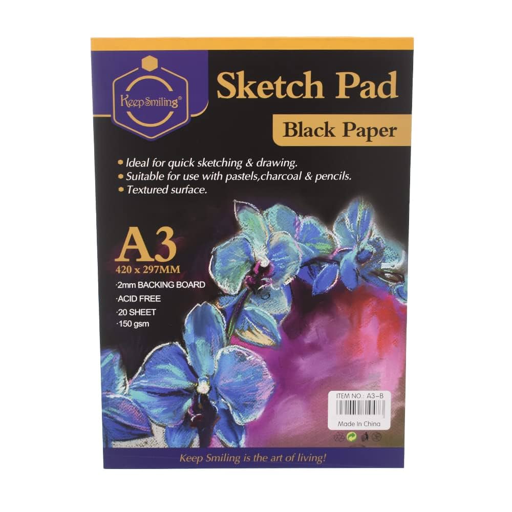 Keep Smiling Black Paper Sketch Pads