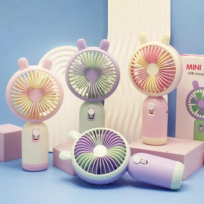 Keep Smiling Bunny Ears Mini Handheld Fan – Portable, Cute & Cool!