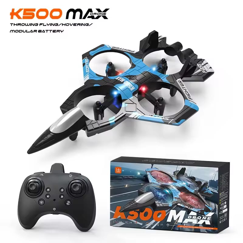 K500 MAX RC Fighter EPP Foam 2.4G Remote Control Stunt Glider 360 ° Rolling Flight Flying Airplane with LED Toys for Kids Boys
